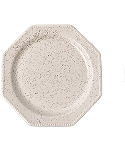 GRFIT Dinner Plate Octagonal Pearl Patterned Dining Plate White Dessert Plate Home Restaurant Kitchen Dining Plate Solid Color Cake Plate Ceramic Vintage Dining Plate Plate(Color:B)