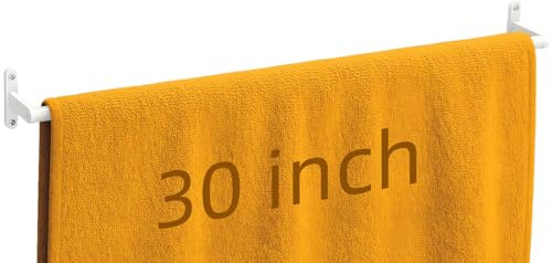 76,2 cm Handtuchstange weiß, KLJKPA Handtuchstange für Badezimmer Wandbehang Badetücher, Heavy Duty Single Handtuchstange