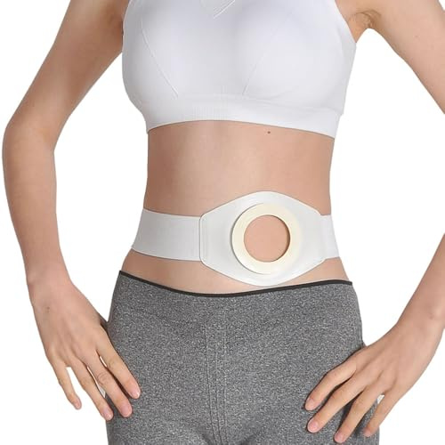 AQUASHIELDING Stoma-Hernien-Gürtel, für Kolostomiebeutel, Bauchbinde mit Stoma-Öffnung, für Frauen und Männer, Patienten mit Stoma