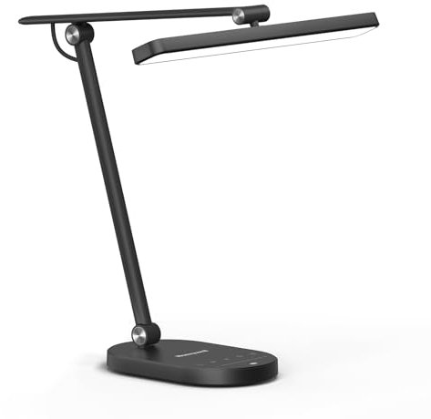 Honeywell LED Desk Lamp for Home Office - H4 Sunturalux™ Eye-Caring Desk Light, 14W Dimmable Table Lamp with 3 Color Modes, 5 Brightness Levels, Auto-Dimming, Timer, Touch Control Reading Lamp