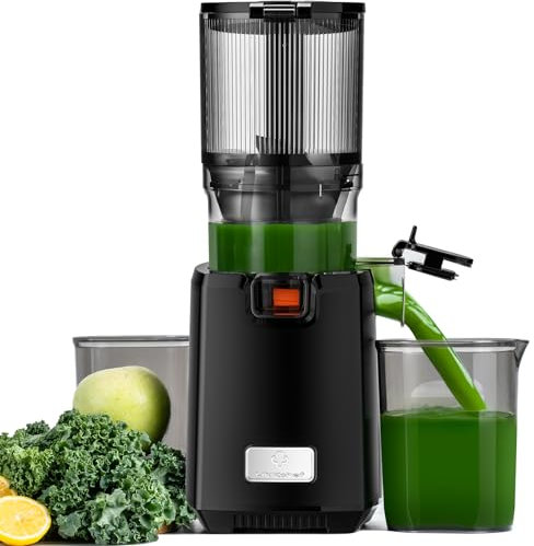LINKChef Extractor de Zumos y Verduras, Exprimidor lento de masticación, canal de alimentación de 130mm Calibre, jugo de prensa en frío de 1,8L Licuadora para Verduras y Frutas, 250 W