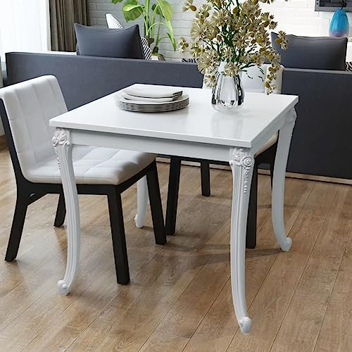 Xichuzi Esstisch, Küchentisch, Esszimmertische, Esszimmermöbel, Esszimmer, Couchtisch, Esstischgruppe, Tisch, 80x80x76 cm Hochglanz Weiß