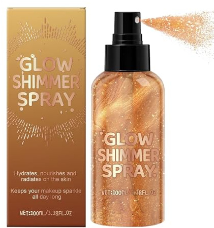Body Glitter Spray, 100 ml, Shimmer Mist for Hair & Skin, Moisturizing Glitter Spray, Long-Lasting, for Nightclub, Festival, Prom Makeup Wife Women Teens Adult