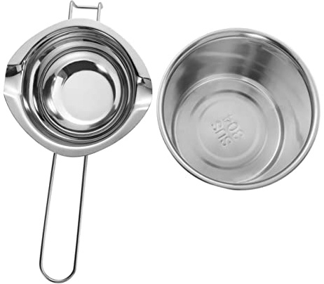 GLEAVI 2pcs Melt Pan Fondue Chocolate Stainless Steel Pot for Wax Butter Easy to Use Carry for Parties