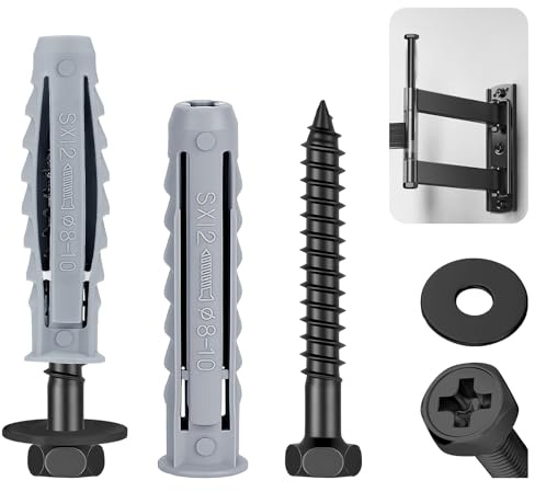 ddckj 12 Pcs Wall Plugs for TV Bracket Fixings M8X80 Wall Bolts with Expansion Plugs and Washers for Mounting Television, Sky Shelf Bracket, Water Heaters and Kitchen Cabinets.
