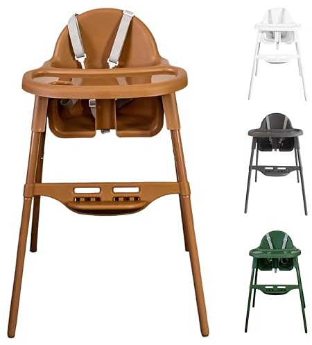 YALION Kinderhochstuhl Hochstuhl 2 in 1, Kinderstuhl Baby Hochstuhl, 5-Punkt-Gurt High Chair Baby, Fußstütze, abnehmbare Tablett,ab 6 Monate bis 3 Jahre (max. 15 kg)-Braun