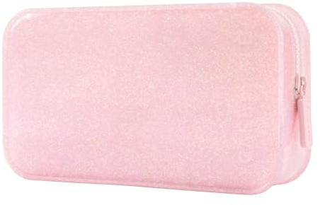 Case-Mate Jelly Makeup Bag - Waterproof Zipper Pouch - Ballet Pink Twinkle | Travel Makeup and Toiletry Bag for Women - Small Cosmetic Makeup Organizer/Case for Hair Accessories and Daily Essentials