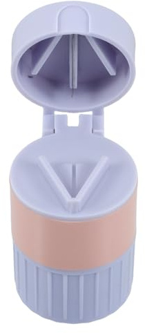 Anneome Molino y Divisor de Tabletas Multifuncional en Plástico PP Compacto Color Púrpura, Herramienta Portátil para Moler y Cortar Pastillas, Estuche Seguro para Uso Doméstico y Personas