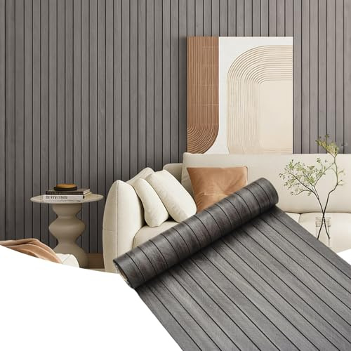 MOFXWHE Träfanér paneler självhäftande, 3D-väggpaneler självhäftande 300 x 40 cm, akustiska paneler, väggpaneler, träutseende, väggdekoration, PVC väggklistermärke, paneler för vardagsrum, kök, kontor