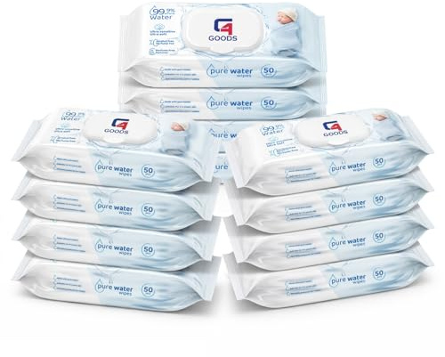 Water Baby Wipes (600 Counts - 12 Packs), made with 99% water and gentle for effective cleaning on delicate baby skin Sensitive Cleans Cares Protects Unscented