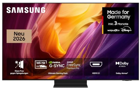 Samsung OLED S95H 4K 55 Zoll (138 cm), UHD Fernseher, Antireflexion mit Glare Free, OLED HDR pro, Ultimate Gaming Pack (NVIDIA G-SYNC & AMD FreeSync Pro) mit 165Hz, HDMI 2.1, Dolby Atmos, Smart AI TV
