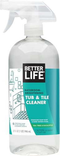 BETTER LIFE Bathroom Cleaner - Tea Tree Bathtub & Shower Cleaner Spray for Glass and Tile - Foaming Mold and Mildew Remover for Tub Works on Hard Water Stains - 32oz, Pack of 1