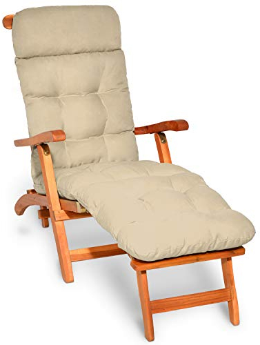 Beautissu Colchoneta Tumbona Exterior 200x50x8 cm Flair DC – Cojin Tumbona Exterior para Jardín o Terraza con Relleno de Gomaespuma – Natural