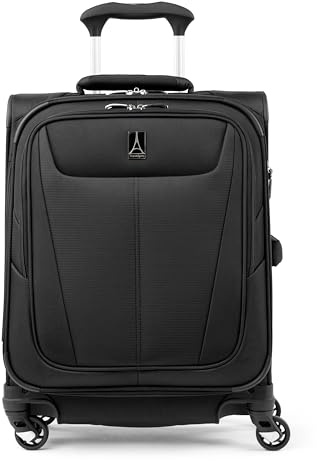 Travelpro Maxlite 5 Softside Expandable Carry on Suitcase with 4 Spinner Wheels, Lightweight Suitcase, Men and Women, International, Black, Carry on 49x39x20 cm