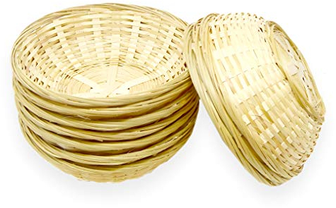 Lashuma 10er Körbchen Set Rund, Kleiner Geflochtener Korb, Leerer Aufbewahrungskorb zum Füllen, Osterkörbchen 20 cm