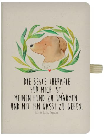 Mr. & Mrs. Panda Schreibheft A5 Hund Blumen - Geschenk, Skizzenbuch, Notizbuch Hardcover, Hundeliebe, Reisetagebuch, Gassi gehen, Journal, Tagebuch, Hunde, Umarmen, Sprüche