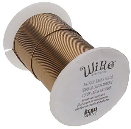 The Beadsmith Wire Elements 22-Gauge Lacquered Tarnish-Resistant Copper Wire for Jewelry Making, 20 Yard, 18.29 Meter Spool (Antique Brass Color)