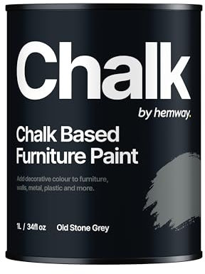 Hemway Chalk Based Furniture Paint, Old Stone Grey 1L, Matt Finish Shabby Chic, Chalk Paint Furniture & Walls, Quick Dry & 1 Coat