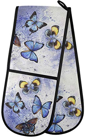 TropicalLife HaJie Manique double maniques en forme de papillon résistant à la chaleur pour la maison, la cuisine, la cuisson, le barbecue en plein air