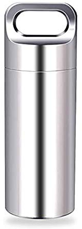 4,85cm Mini Pillendose Wasserdichte, Pillendose Edelstahl Pille Kapsel Dichtungs Behälter für Outdoor Camping, 1 Stück
