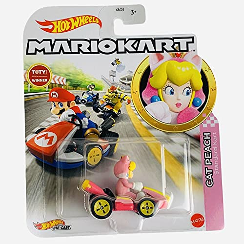 Hot Wheels Mario Kart - Fahrzeug / Auto aus Metall - Cat Peach Standard Kart - Neuheit 2021 - Neu