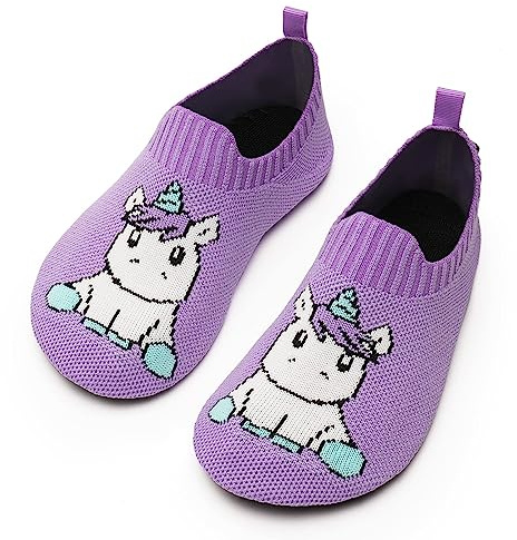 Torotto Hausschuhe Kinder Mädchen Junge Pantoffeln Atmungsaktive Rutschfest Weich Turnschläppchen Barfussschuhe für Lauflernschuhe Kleinkinder Schuhe Kindergarten Unisex(31-Lila 26/27 EU)