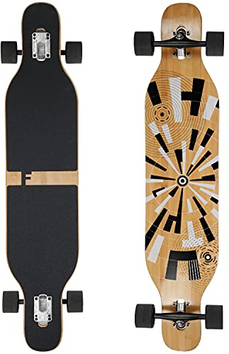 FunTomia Longboard avec 3 niveaux flexibles Drop Through Cruiser - Roulement à billes Mach1 Speed - Outil en T