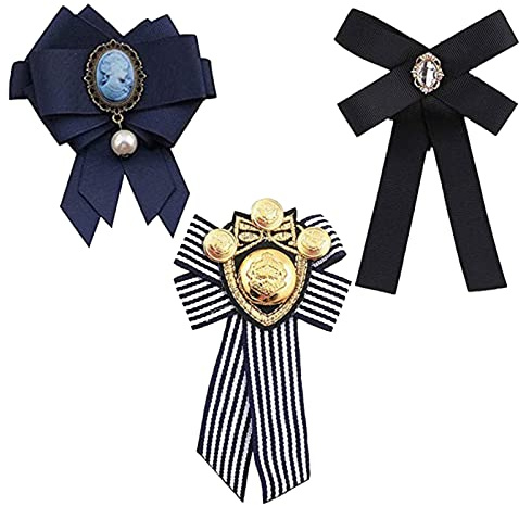 3 Pezzi Donne Bow Spilla Bowknot，Spilla da Donna con Fiocco，Cravatta Spille intarsiato Strass Papillon Fiore all' Occhiello，Spille Vintage da Donna，per Abiti, Camicie, Giacche per Feste Formali