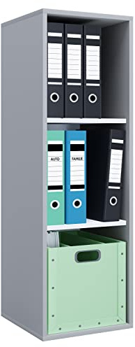 VCM Holzregal stehend | platzsparender Aktenschrank | Maße ca. H. 110 x B. 35 x T. 37 cm | Elegantes Regal | Büroregal – Lona I 3f