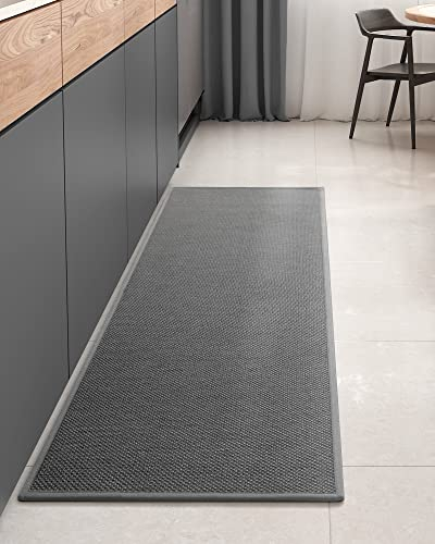 Color G Tappeto Cucina Antiscivolo Lavabile, in Tessuto, Passatoia Assorbente, Tappeto Runner Facile da Pulire, per Sala da Pranzo, Lavanderia (Grigio, 43x180cm)