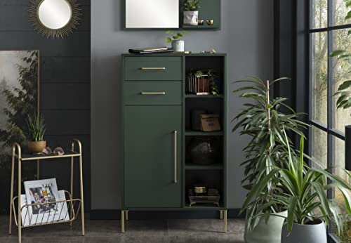 Schildmeyer Kent Highboard 151130, waldgrün/Gold, 67,1 x 33,1 x 117,4 cm