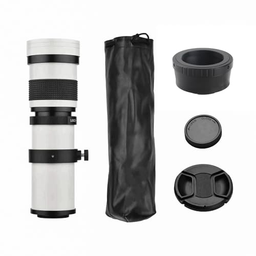 HUIOP Caméra MF Super Téléobjectif Zoom F/8.3-16 420-800mm T2 Mount avec M4/3-mount Adapter Ring 1/4 Thread Remplacement pour G9 GH5 II GX7 GX8 GX9 GX850 G90 G91 G95 G100 E-M1 E-M5 E -M10