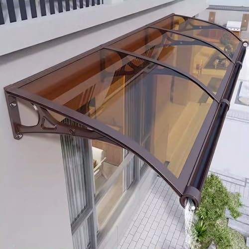 Vordach Haustür,Sonnenschutz Vordach Überdachung Haustürvordach,Türvordach,Breite 60/80/100/120 cm,Türdach Pultbogenvordach aus 2.5 mm Polycarbonat und Aluminium Rahmen (80x120cm/32x47)