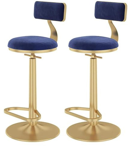 Barhocker 2er Set - Drehbar Stehhocker, Drehbare Barhocker Verstellbaren Barhockern Aus Samt Mit Hoher Rückenlehne, Gepolsterte Moderne Barhocker, Barhocker, Stühle Für Esszimmer/Hausbar/Küche ( Color