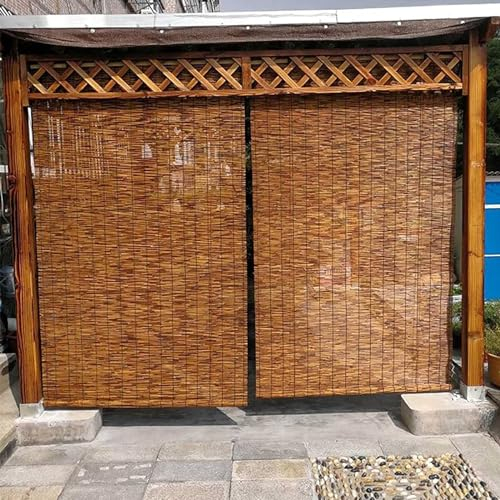 ORANGES Bambusrollo Raffrollo Sichtschutz Wetterfest Outdoor Bambus Rollo Jalousine Schilf Vorhang Breite x Höhe 90x140cm 130x250cm 120x160cm 140x210cm für Restaurant Fenster Balkon Wanddekoration