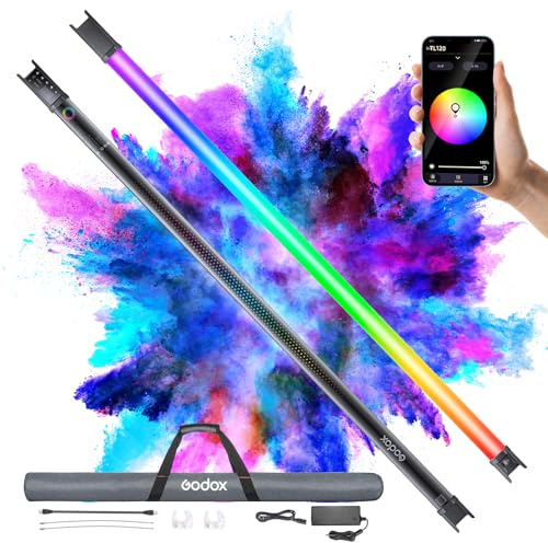 Godox TL120 RGB Tube Light, 30W 5200mAh Battery Photography bar Light 2700K-6500K RGB CCT HSI Gel Mode 39 FX Effects for Photography TikTok YouTube