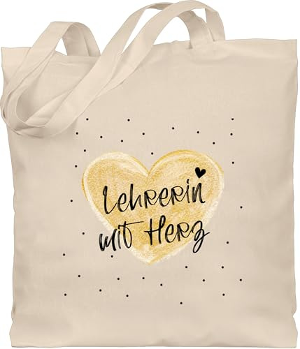 Shirtracer Baumwolltasche - Taschen - Lehrerin mit Herz | Lehrerin Geschenke | Abschiedsgeschenke Schule Lehrerin | Weihnachtsgeschenke Lehrerin Weihnachten Geschenk - Unisize - Naturweiß