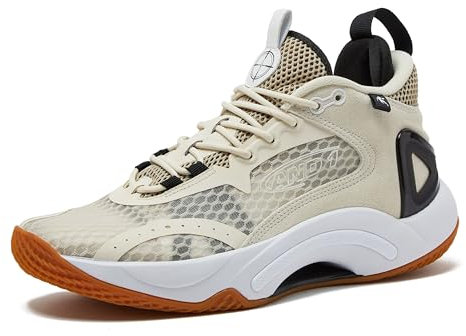AND1 Basketball Shoes for Women and Men, High Top Men’s Basketball Shoes - Womens Basketball Sneakers Size 6 to 16, Cream/Tan/Black, 6 Women/4.5 Men