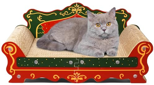 COOZMENT Kratzsofa, Couch-Form, dicker Kratzkarton, Lounge-Bett für drinnen und draußen, Sofakratz-Pad (rot, 58,4 cm L x 31 cm B x 27,2 cm H)