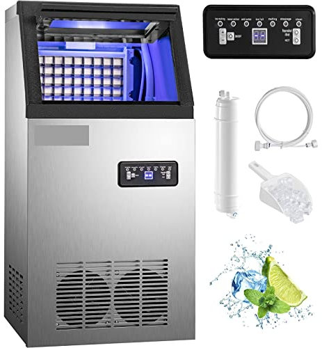 SmPinnaA Macchina per Cubetti di Ghiaccio Commerciale 40Kg 50Kg 60Kg 68Kg/24H Macchina per Cubetti di Ghiaccio Ad Alta Resa E Stoccaggio Elettrodomestico per Bar Caffetteria,68kg-