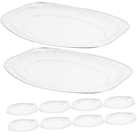 OUNONA 10 Piezas Bandeja Para Barbacoa De Aluminio Resistente Bandejas Desechables Para Fiestas Para Asar y Cocinar Alimentos De Aluminio