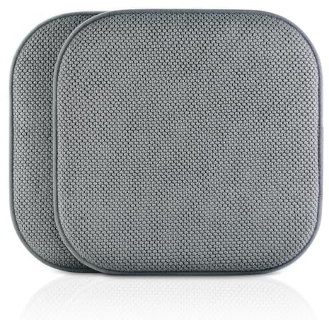 EDIMENS Memory Foam Chair Cushion, Non-Slip Round and Square Chair Pad Set of 2, Durable Seat Cushion for Dining Chairs, Office Desks, and Patio or Garden Chairs – 16x16x1.96 Inch