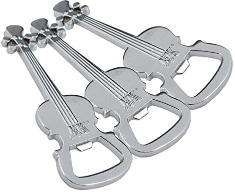 Abridor de Botellas de Guitarra, 3 Piezas, Metal Plata