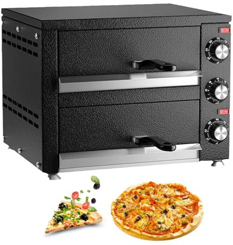 YXYLJOZ Four à Pizza électrique à Deux étages, Four à Pizza en Acier Inoxydable avec comptoir intérieur pour Restaurant et Maison avec minuterie de 60 Minutes