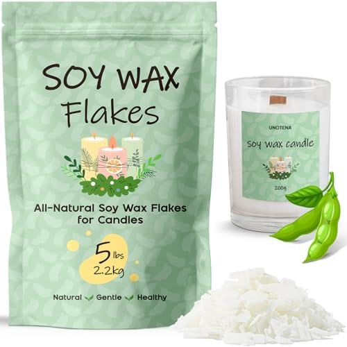 UNOTENA sojavaxflingor för ljus, vax ljusvax 226G/9 KG/18 kg, ljusvax för gjutning, 100 % naturligt ekologiskt sojavax för ljus 2,2 kg