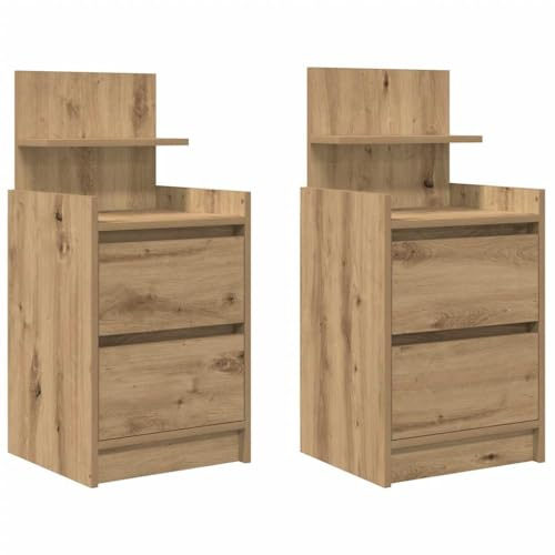 vidaXL Nachttische mit 2 Schubladen 2 STK. Artisan-Eiche 38x34x80 cm