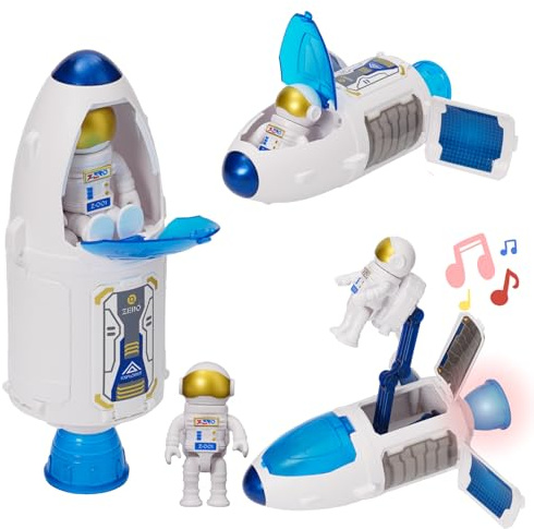 YULEYU Space Shuttle Giocattolo per Razzo, Razzi & Navi Spaziali, Spaziale Esplorazione Gioco, Set di Razzi Aerospaziali con Astronauti, Giocattolo Educativo / Regalo per Ragazzi e Ragazze
