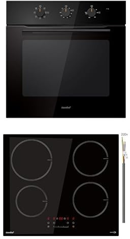 COMFEE' Forno Elettrico da Incasso Ventilato, 60 Litri, Class A, 8 Funzioni & COMFEE' CIH741F238K0 7400w Piano di Cottura a Induzione da Incasso con 4 Zone di Cottura Piani di Cottura