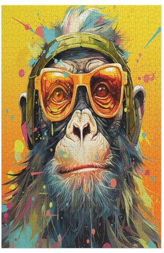Gorilla Holzpuzzle 1000 Teile,Puzzles Für Erwachsene, Impossible Puzzle, Kinder Legespiel （78×53cm）