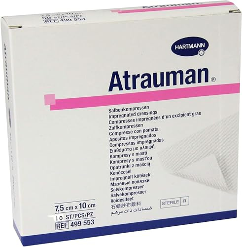 Atrauman Dressings 7.5cm x 10cm | Non-Adherent Sterile Ointment Dressings for Superficial Wounds, Sensitive Skin & Dermatology | Ideal for Acute & Chronic Wound Care | Pack of 10 | SterlingSquare